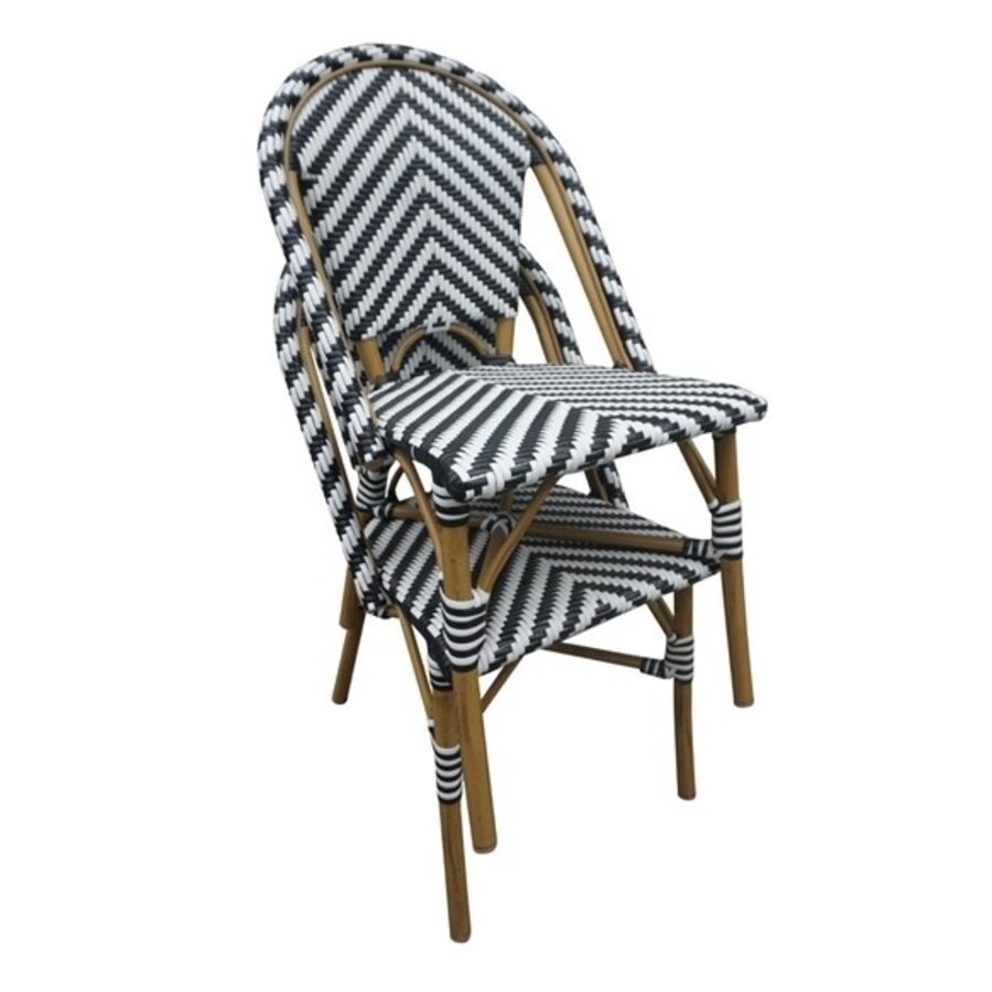 Chaise d'appoint en rotin de style parisien Bolero noir (2 pièces)
