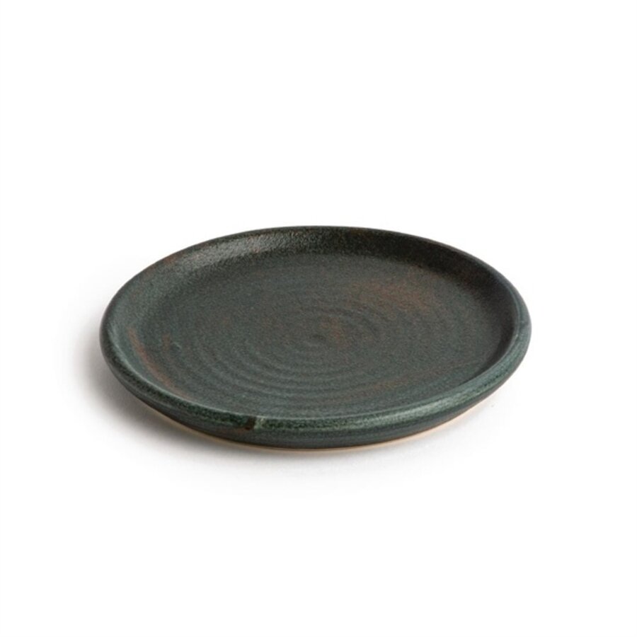 Assiettes rondes Canvas à bord étroit vert 18cm lot de 6