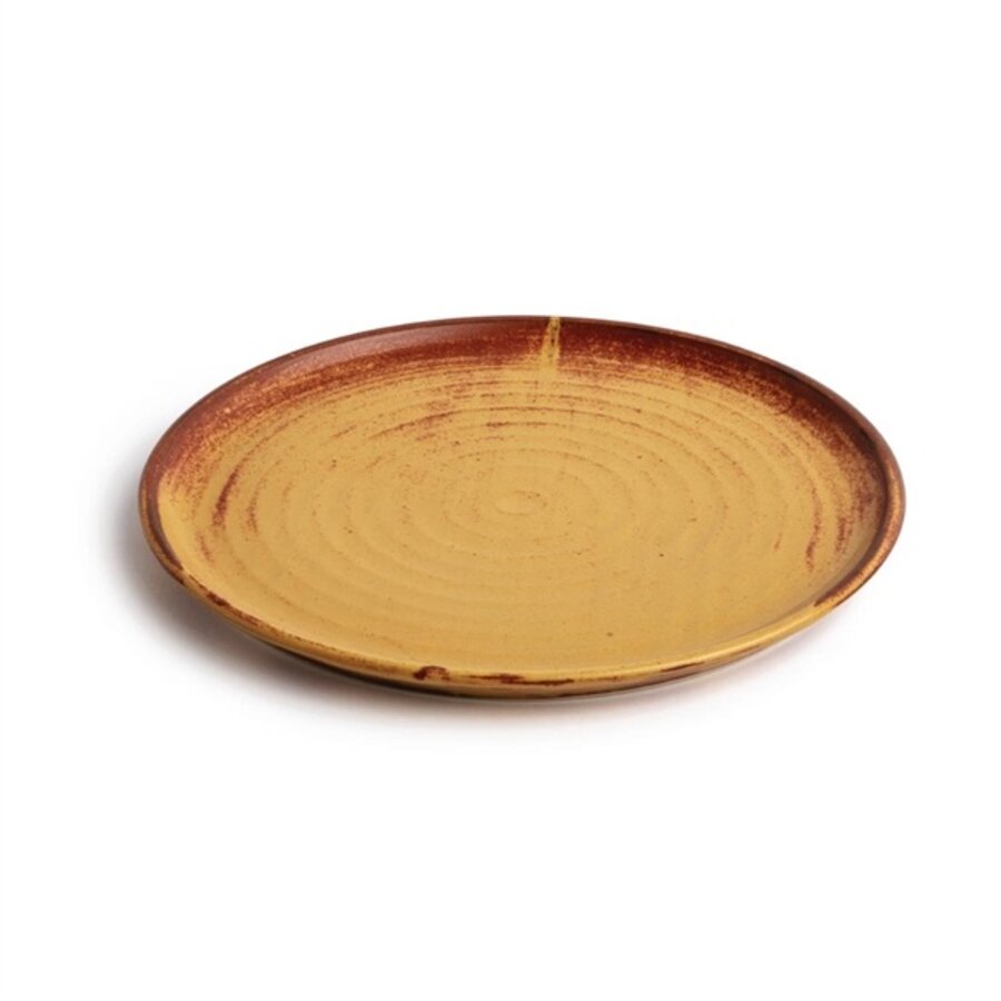 Assiettes rondes Canvas à bord étroit orange rouille 26,5cm lot de 6