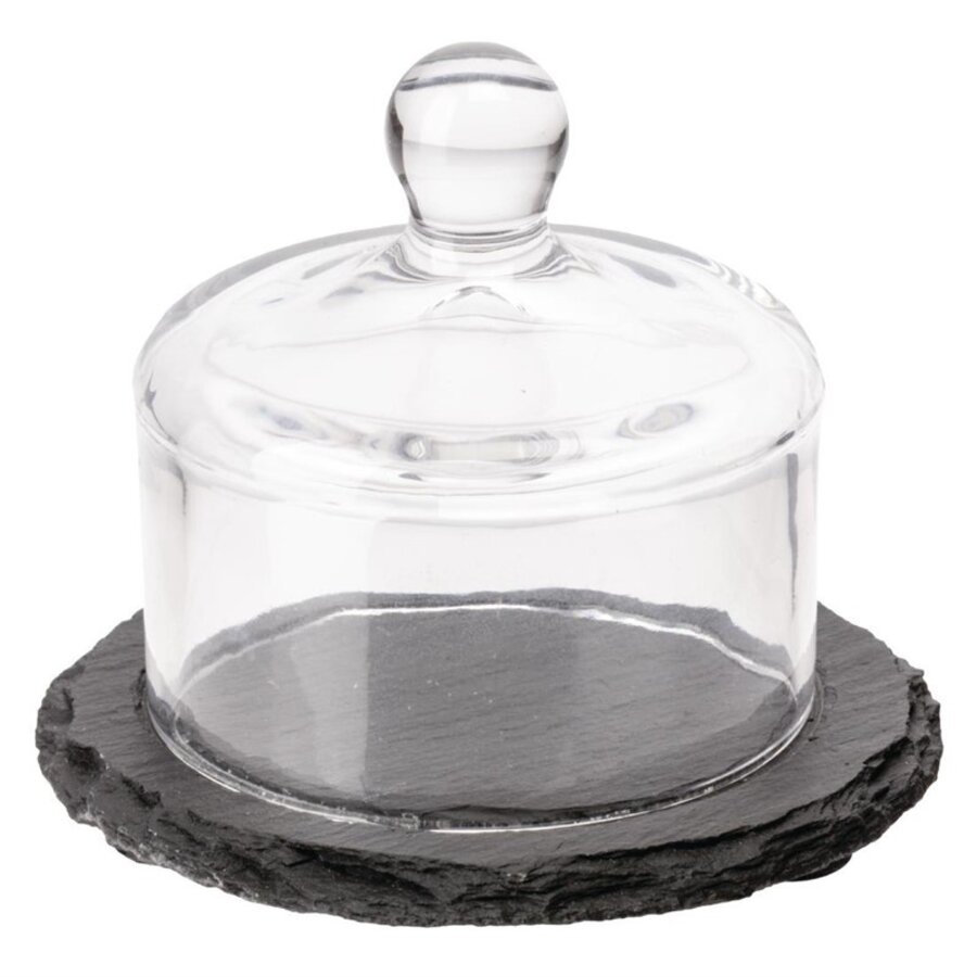 Plateau ardoise & cloche en verre