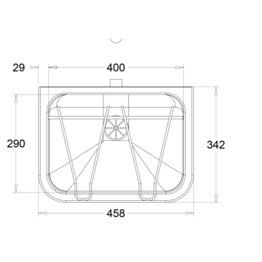 Bassin de vidage inox L 455 x P 340 x H 217 mm