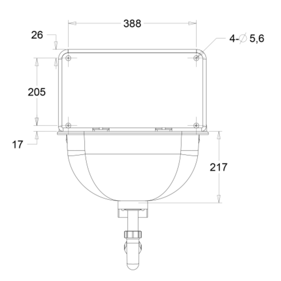 Bassin de vidage inox L 455 x P 340 x H 217 mm