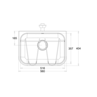 Bassin de vidage inox  L 560 x P 404 x H 170 mm