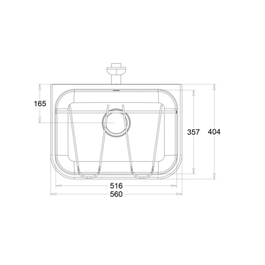 Bassin de vidage inox  L 560 x P 404 x H 170 mm