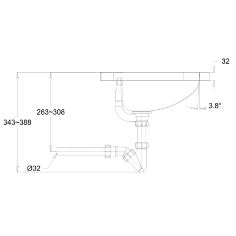 Lavabo mural carré en inox | 56x42x15cm