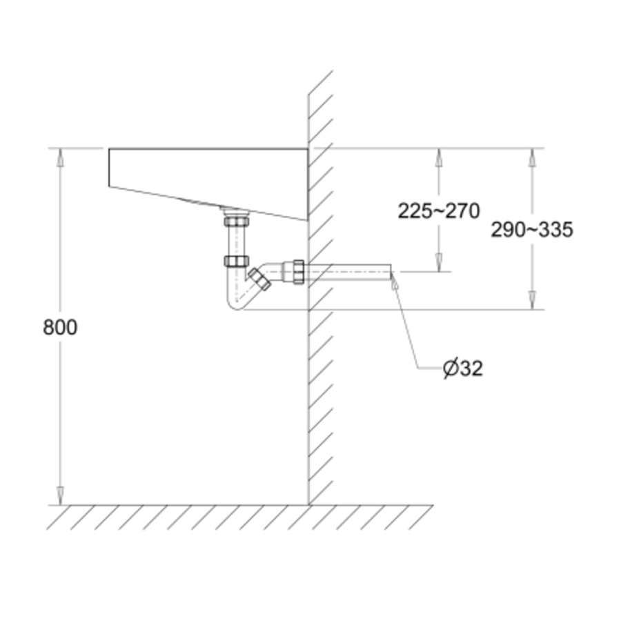 Lavabo mural trapézoïdal inox 600x400x152 mm