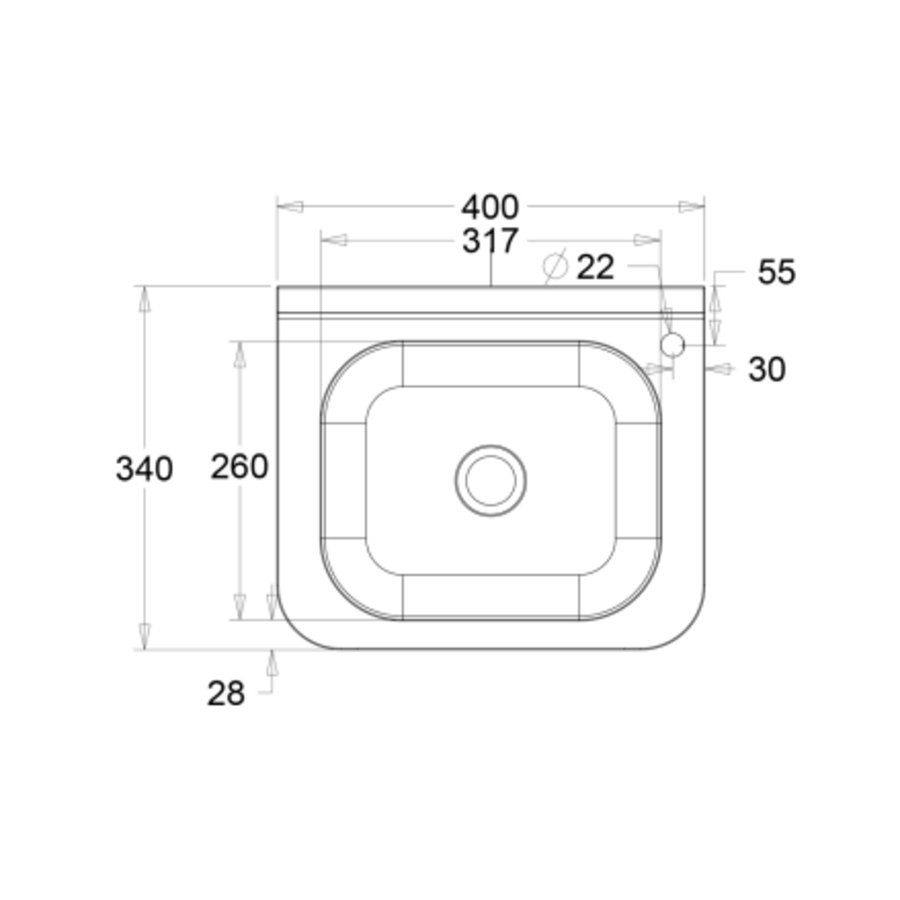 Lave-mains rectangulaire inox