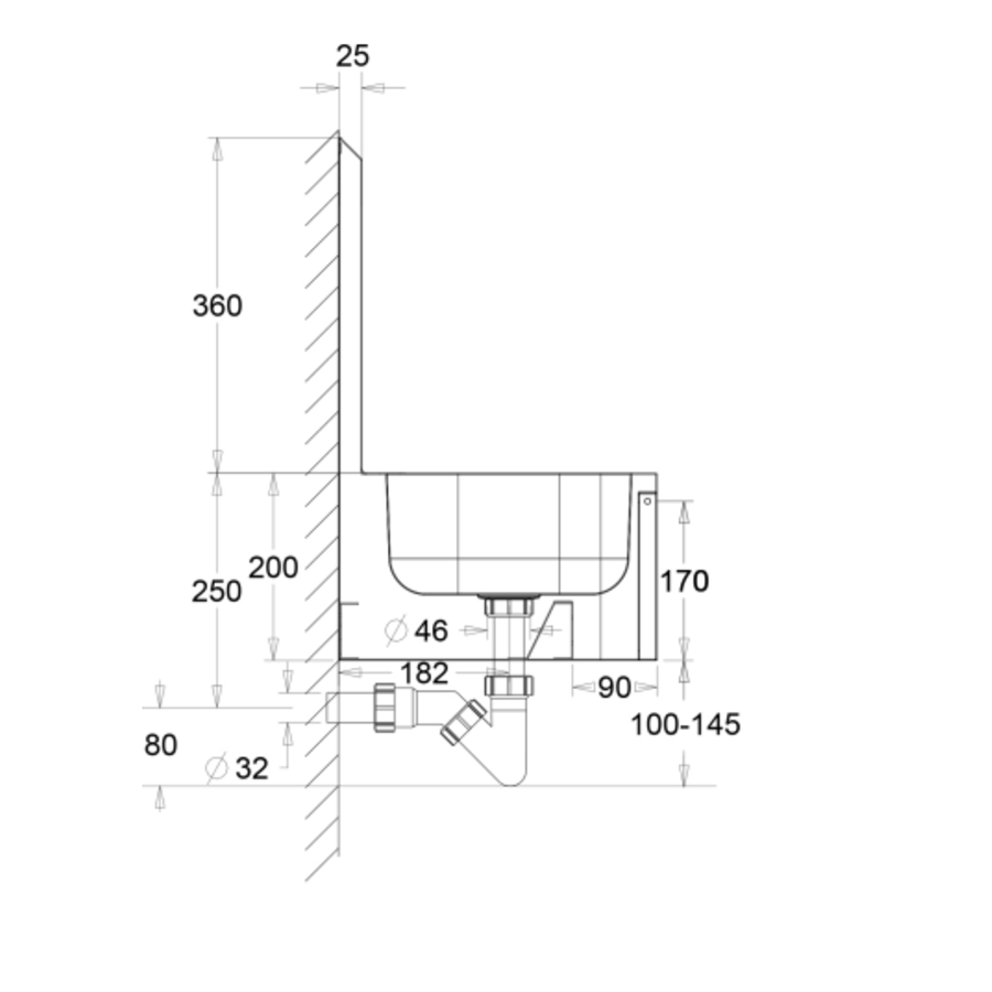 Lave-mains rectangulaire inox