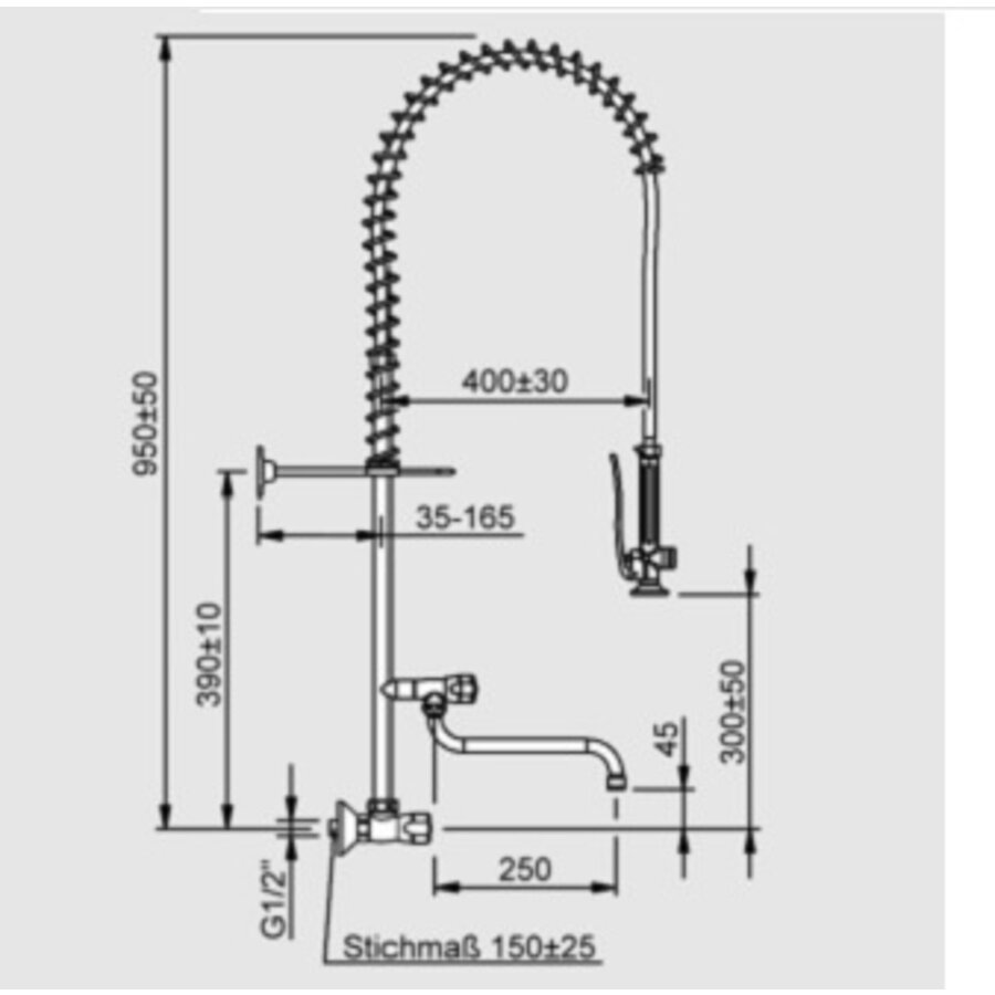 Douchette murale inox 1000mm