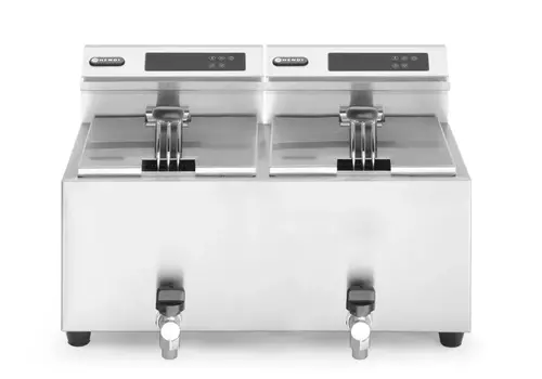  Hendi Friteuse Profi Line avec robinet de vidange numérique - 2 x 8 l de 230V 