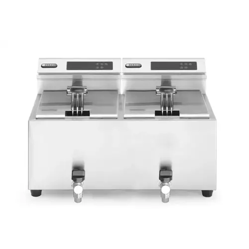  Hendi Friteuse Profi Line avec robinet de vidange numérique - 2 x 8 l de 230V 