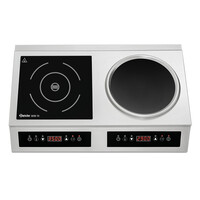 Combinaison plaque/wok à induction noir/argent 7kW 230V