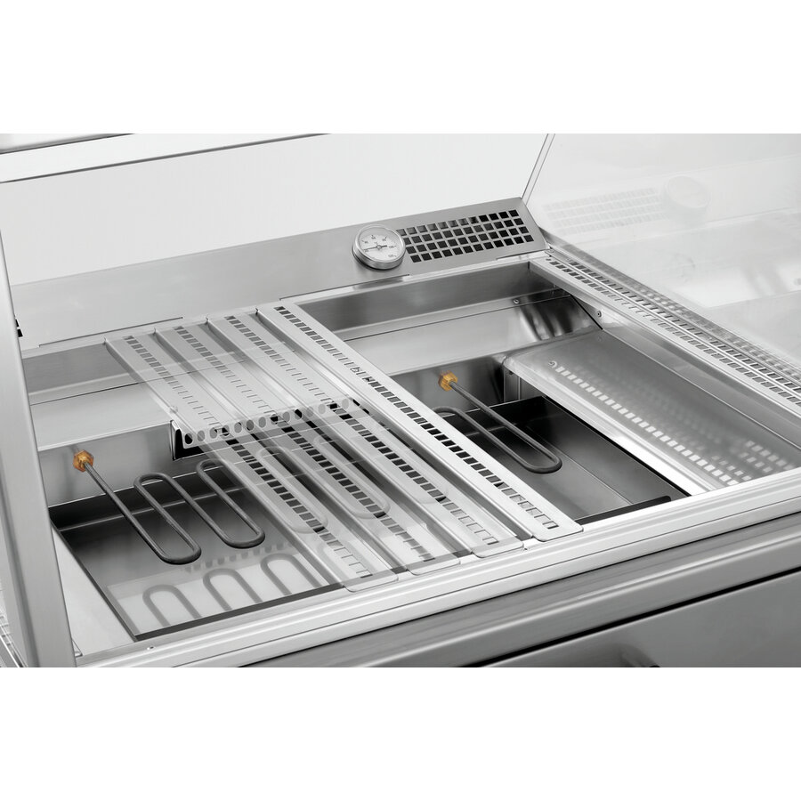 Vitrine chauffante argenté en inox 230V