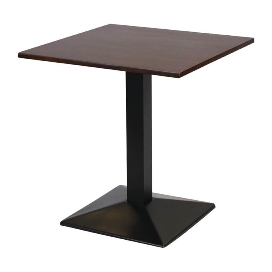 Table carré avec pied en métal et plateau en bois foncé turin 700 mm