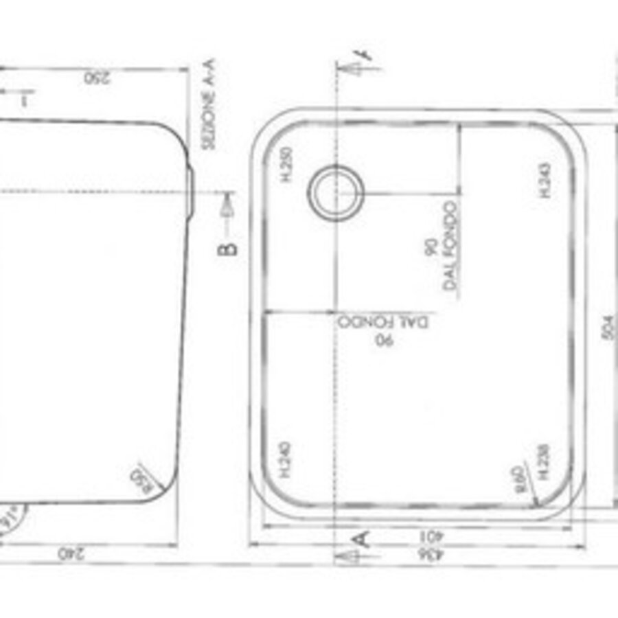 Plonge rectangle en Acier inoxydable 500X400X300 mm