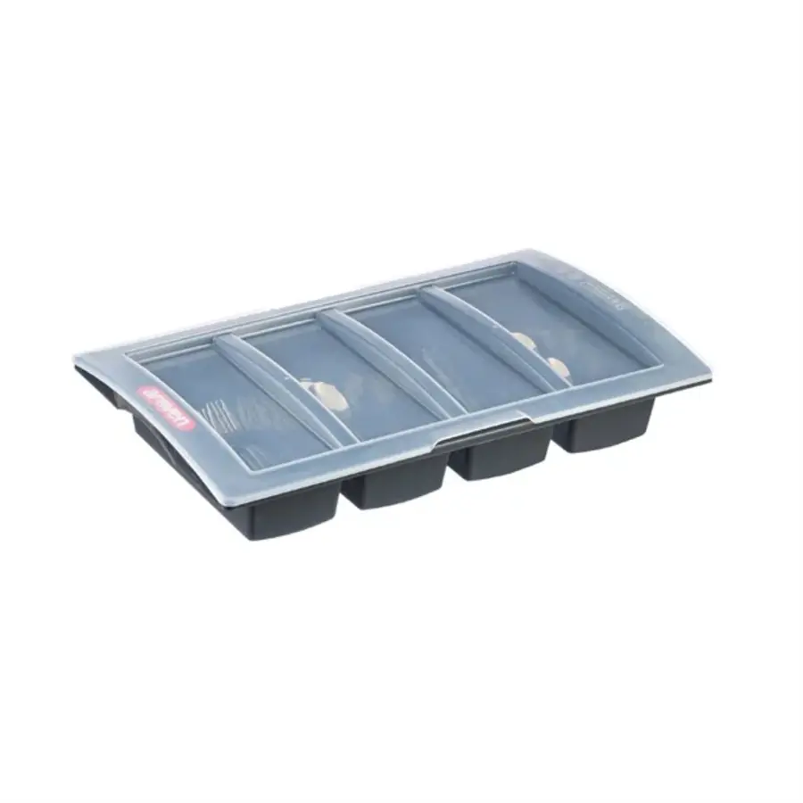 Range-couverts avec couvercle 4 compartiments 10(h) x 32,5(l) x 53(p)cm