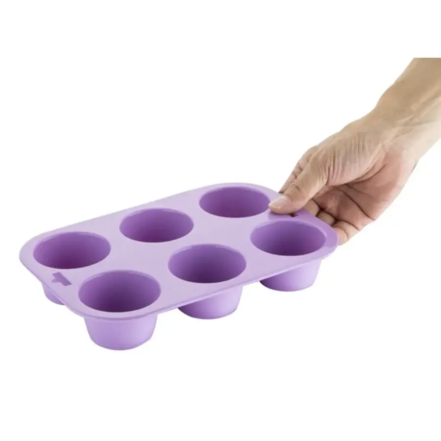 Moule à muffins flexible en silicone à six trous, violet (allergène)