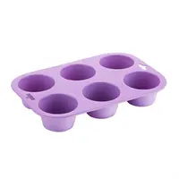 Moule à muffins flexible en silicone à six trous, violet (allergène)