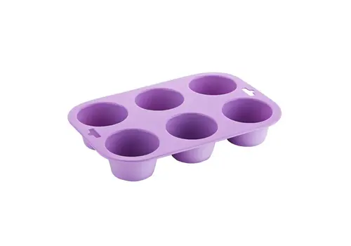  ProChef Moule à muffins flexible en silicone à six trous, violet (allergène) 