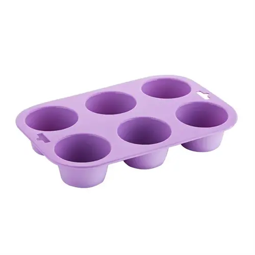  ProChef Moule à muffins flexible en silicone à six trous, violet (allergène) 