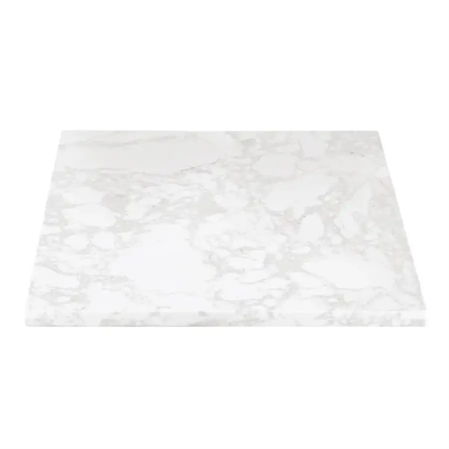 Plateau de table carré effet marbre, blanc, 600 mm