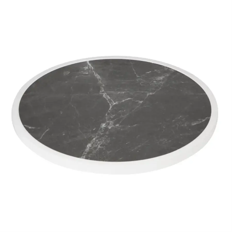 Plateau de table rond en fibre de verre, effet granit foncé, 580 mm