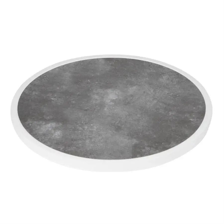 Plateau de table rond en fibre de verre, effet pierre foncée, 580 mm