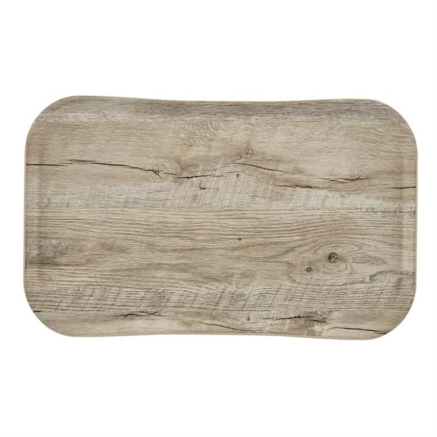 Plateau rectangulaire décor rustique chêne clair 37x53cm