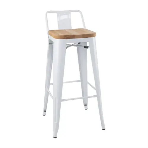  ProChef Tabourets hauts avec dossier et coussin d'assise en bois blanc (4 pièces) 