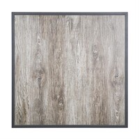 Plateau de table en verre trempé effet grain de bois pour extérieur, bord gris 700 mm