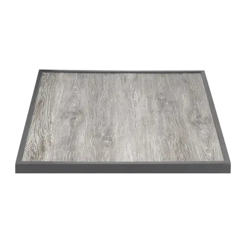  ProChef Plateau de table en verre trempé effet grain de bois pour extérieur, bord gris 700 mm 