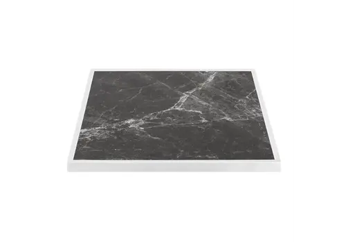  ProChef Plateau de table d'extérieur en verre trempé, effet granit foncé, chant blanc 700 mm 