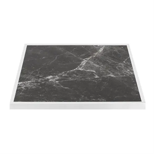  ProChef Plateau de table d'extérieur en verre trempé, effet granit foncé, chant blanc 700 mm 