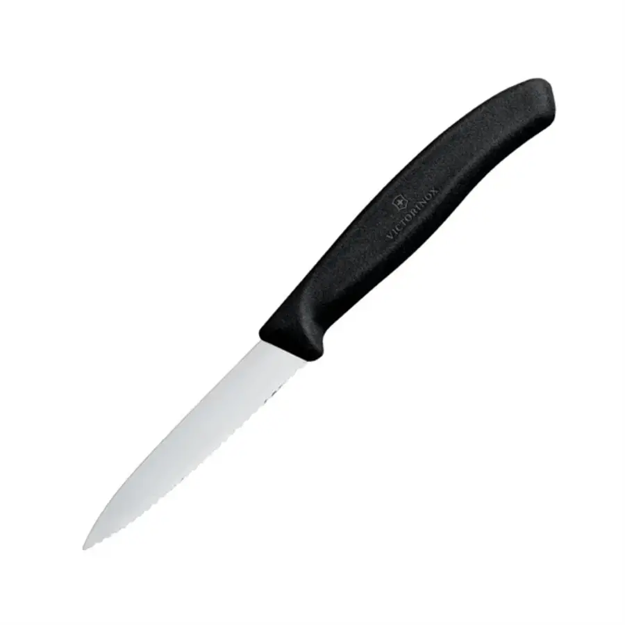 Couteau à éplucher dentelé 8cm noir