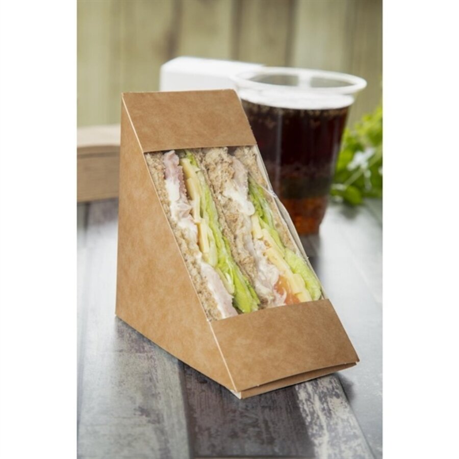 Boîtes à sandwich triangulaires recyclables avec fenêtre PLA (500 pièces)