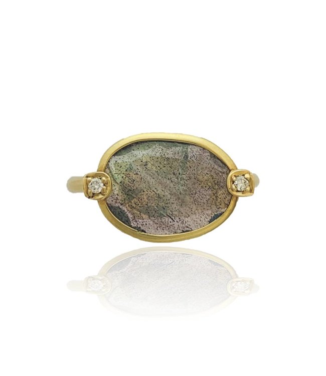 Jeh Jewels Jèh Ring G14K + Labradoriet 0.02ct H/SI m.17