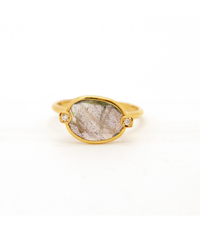 Jeh Jewels Jèh Ring G14K + Labradoriet 0.02ct H/SI m.17