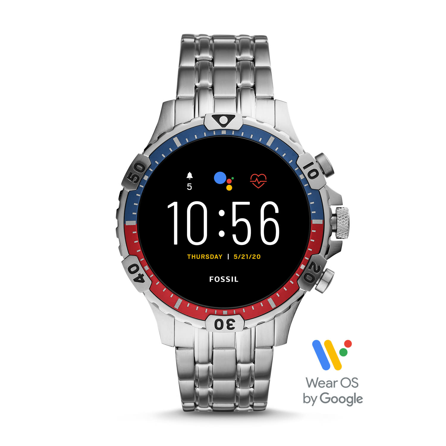 Fossil Gen 5 Smartwatch - Garrett Hr Stainless Steel FTW4040 - Juwelier de Vaal -Bergambacht