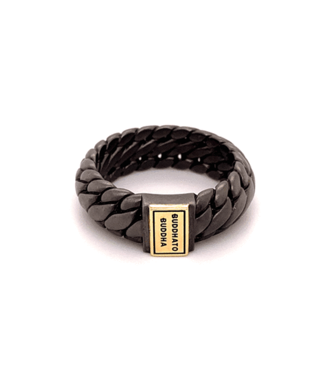 Buddha to Buddha Ben Small Ring Zwart Rhodium Goud
