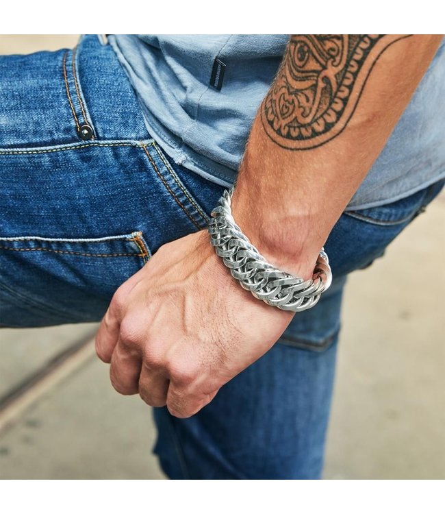 Buddha to Buddha Schakel big Armband Zilver