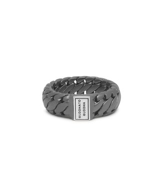 Buddha to Buddha Ben Small Ring Zwart Rhodium Zilver