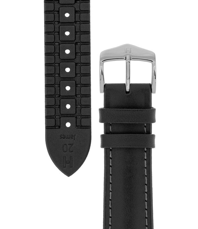Hirsch Horlogebandje James Kalfsleer + Premium Caoutchouc (Rubber) 20 mm