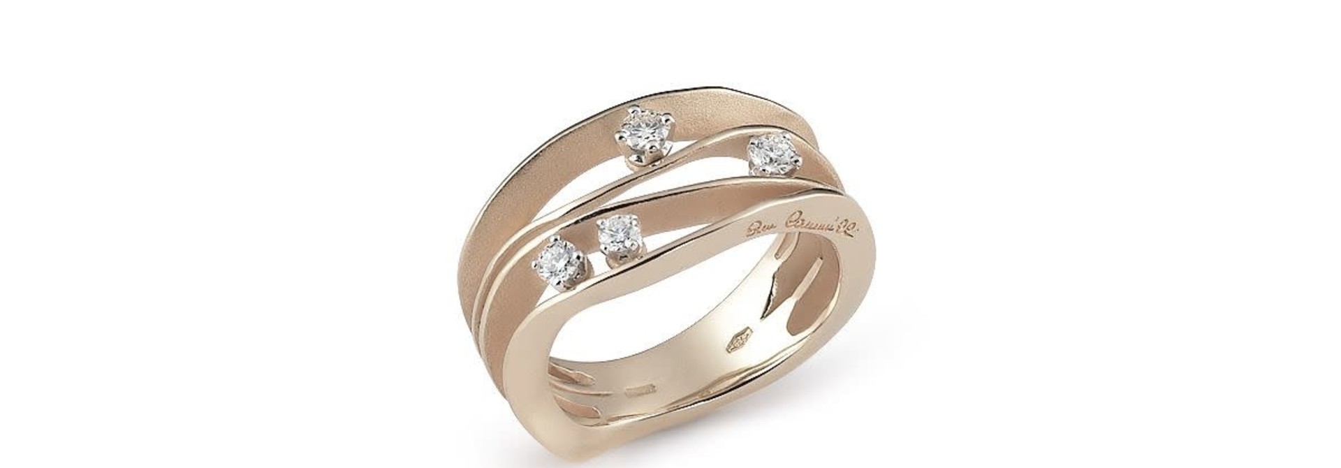 Dune Collection Ring, 18Kt Natural Beige Gold With Diamonds