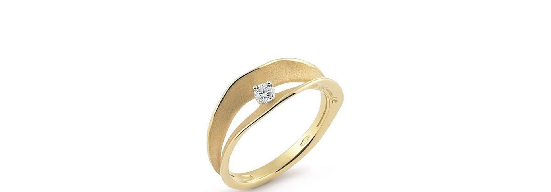 Dune Assolo Collection Ring, 18Kt Yellow Sunrise Gold With Diamonds