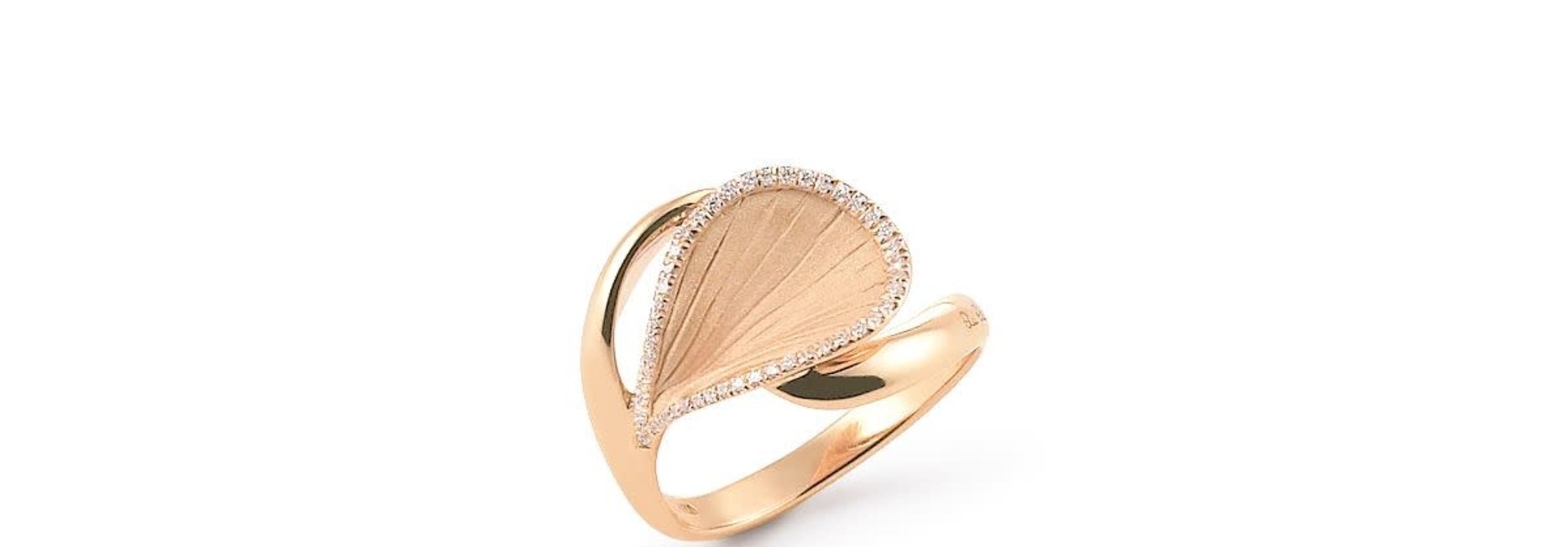 Goccia Collection Ring, 18Kt Orange Apricot Gold With Diamonds