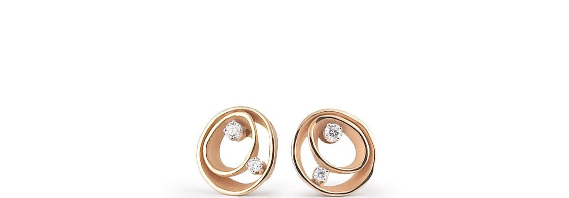 Dune Collection Earrings, 18Kt Orange Apricot Gold With Diamonds