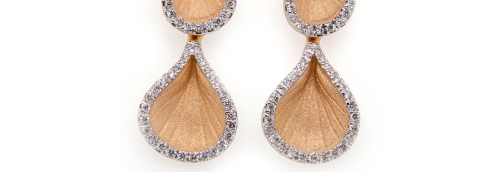 Goccia Collection Earrings, 18Kt Orange Apricot Gold With Diamonds