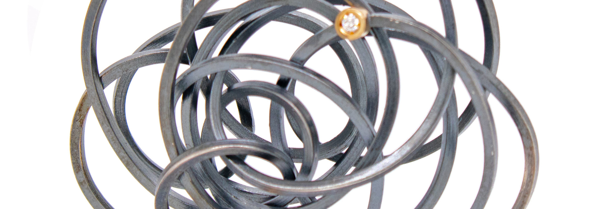 Caos silver & Gold 3 brilliants pendant