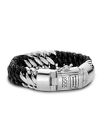 Buddha to Buddha Armband Ben Mix Zilver Leer Zwart
