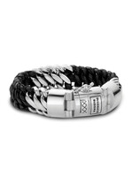 Buddha to Buddha Ben Mix Silver/Leather Bracelet Black